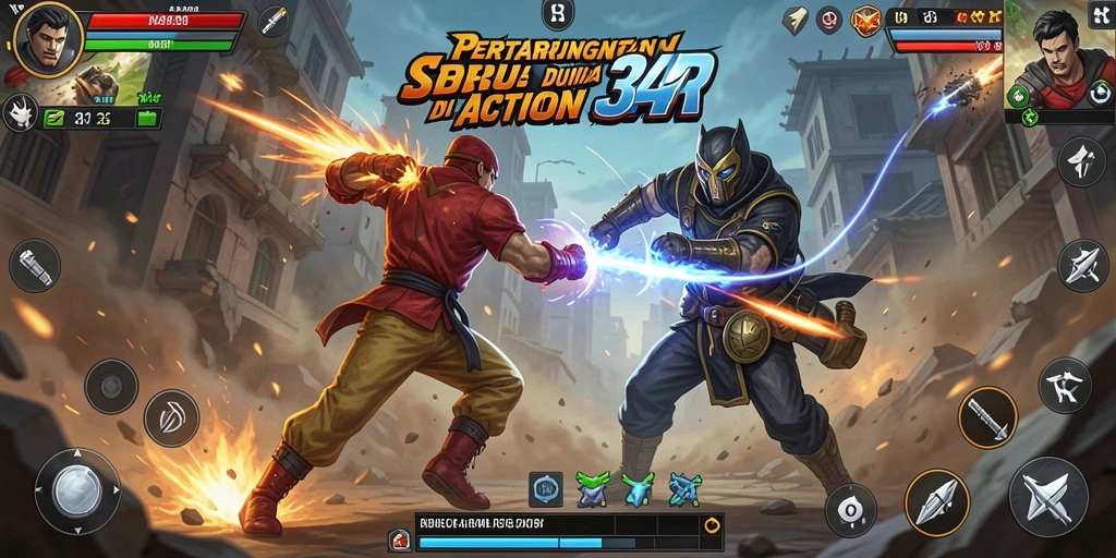 Tangkapan layar gameplay <strong>34R</strong> menunjukkan aksi seru dalam pertempuran.