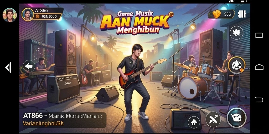 Screenshot AT866 yang menunjukkan gameplay seru dengan musik yang dinamis.