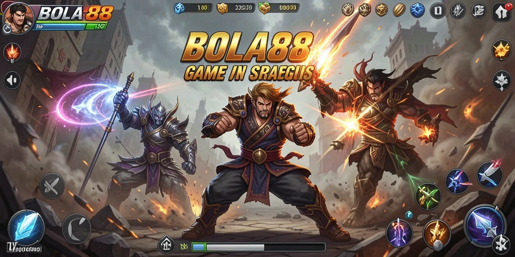 Screenshot gameplay BOLA88 dengan aksi pertarungan intens.