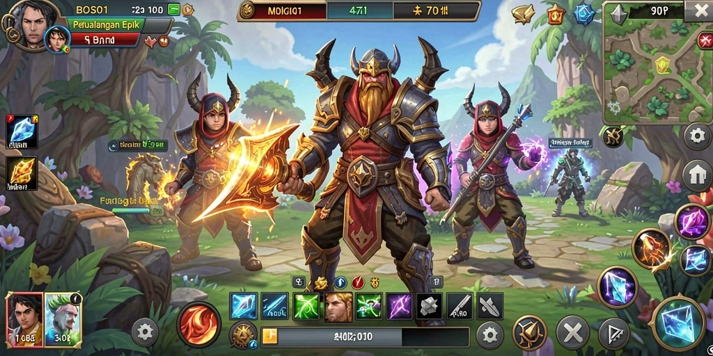 Gameplay epik dalam dunia fantasi BOS01 yang menarik.
