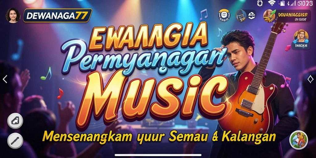 Tampilan gameplay DEWANAGA77 dengan antarmuka musik yang menarik.