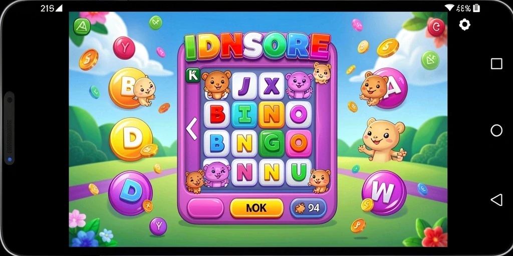 Tampilan gameplay IDNSCORE dengan suasana Bingo yang seru.