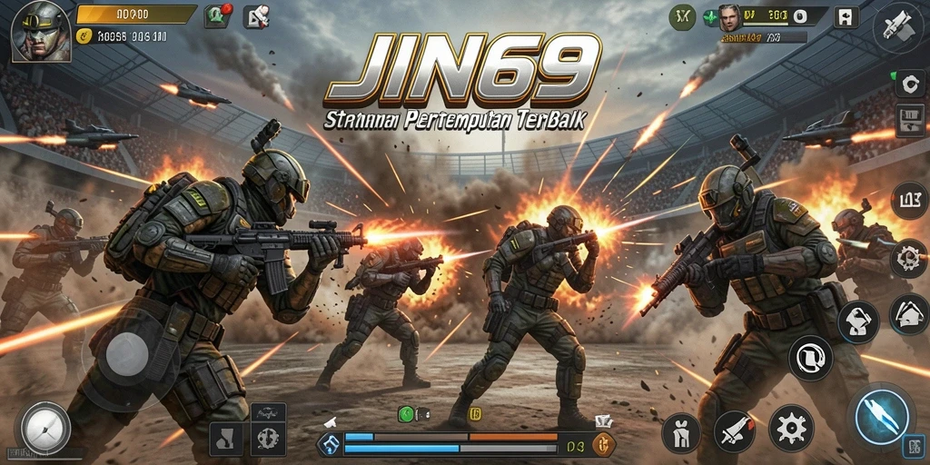 Screenshot JIN69 menampilkan aksi pertempuran seru di dunia SLG.