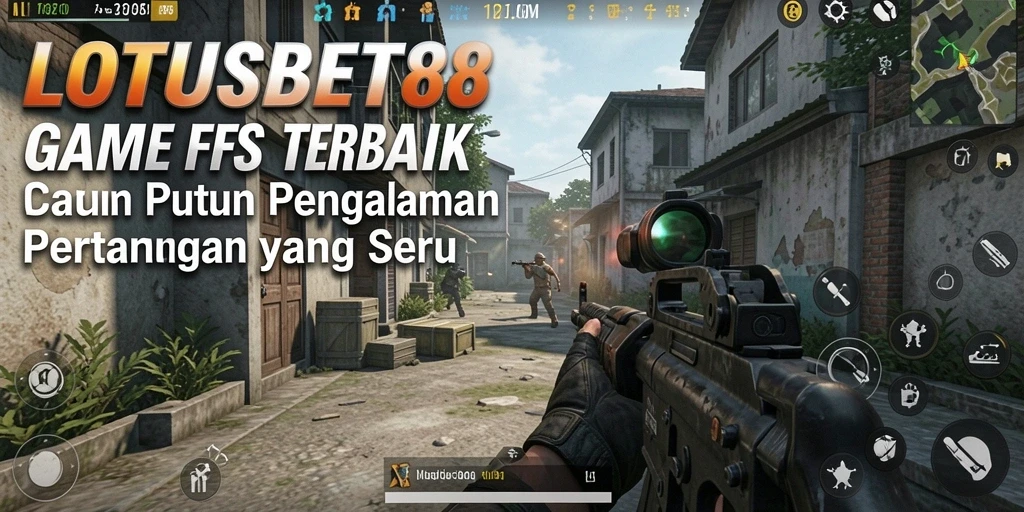 Screenshot utama LOTUSBET88 menampilkan aksi tembak-menembak yang seru dan lingkungan yang mendetail.