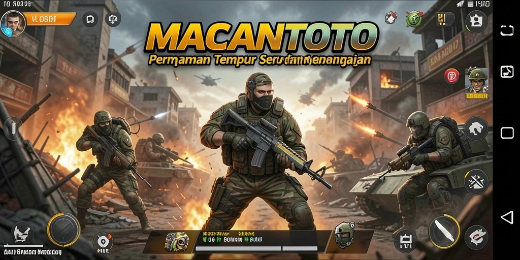 Tampilan gameplay seru dalam MACANTOTO dengan aksi tempur intens.