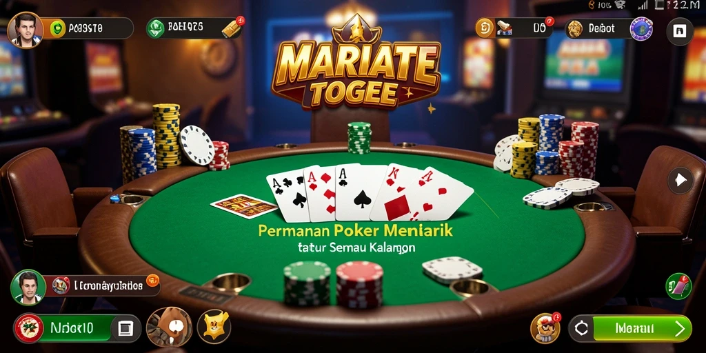 Screenshot utama dari MARIATOGEL menampilkan gameplay Poker yang menawan.