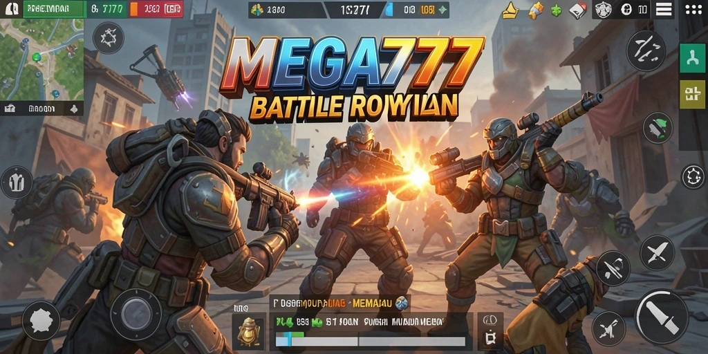 Screenshot gameplay MEGA777 dengan aksi seru Battle Royale.