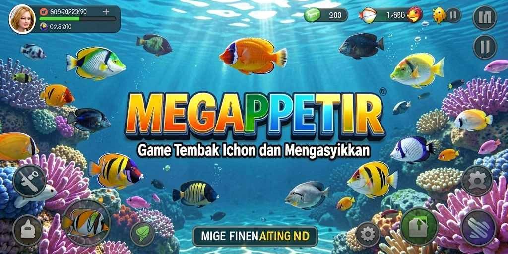 Tangkapan layar <strong>MEGAPETIR</strong> menunjukkan aksi menembak ikan yang seru.