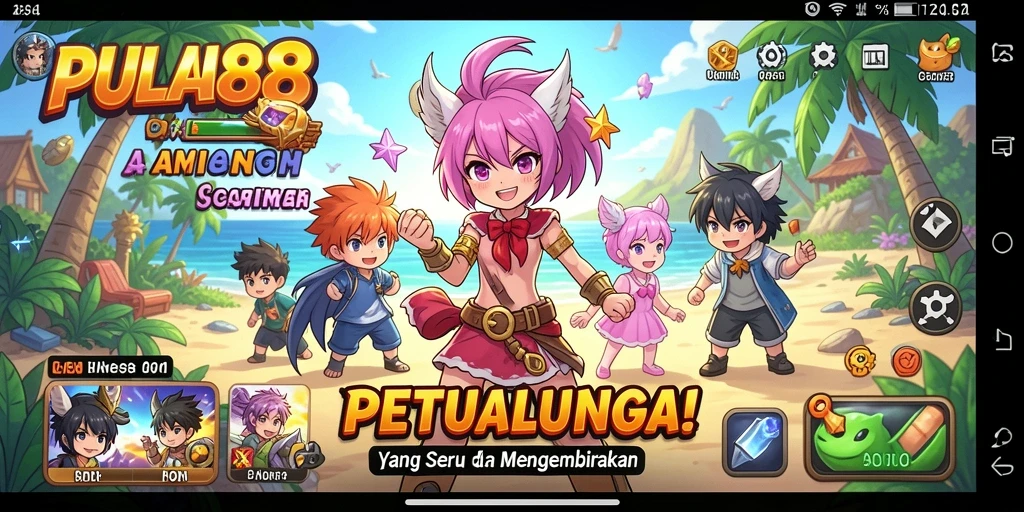 Tampilan gameplay mendebarkan dalam PULAU88 dengan karakter anime.