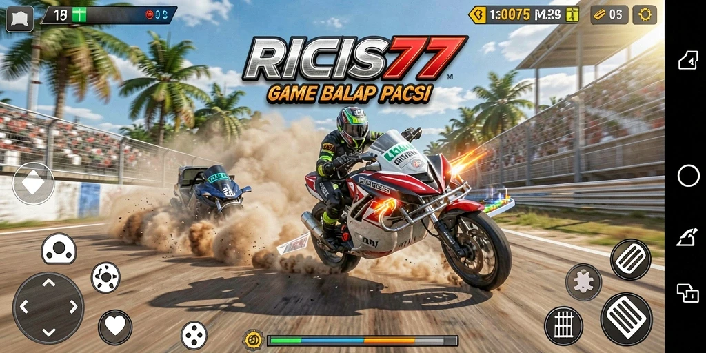 Tampilan seru gameplay balap di RICIS77 dengan berbagai lintasan.
