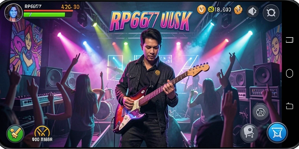 Tampilan gameplay RP6677 dengan musik interaktif yang menarik.