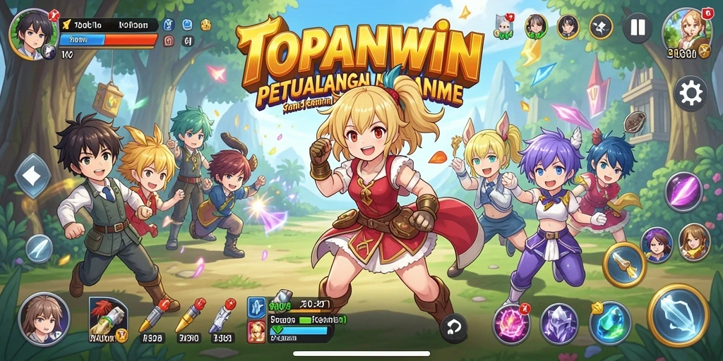 Tampilan gameplay seru dari TOPANWIN dengan elemen anime yang mencolok.