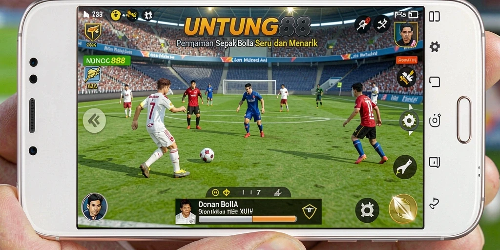 Screenshot UNTUNG88 menunjukkan aksi seru di lapangan sepak bola.