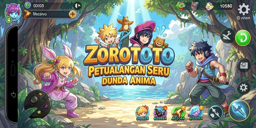Tampilan seru gameplay ZOROTOTO dengan karakter anime.